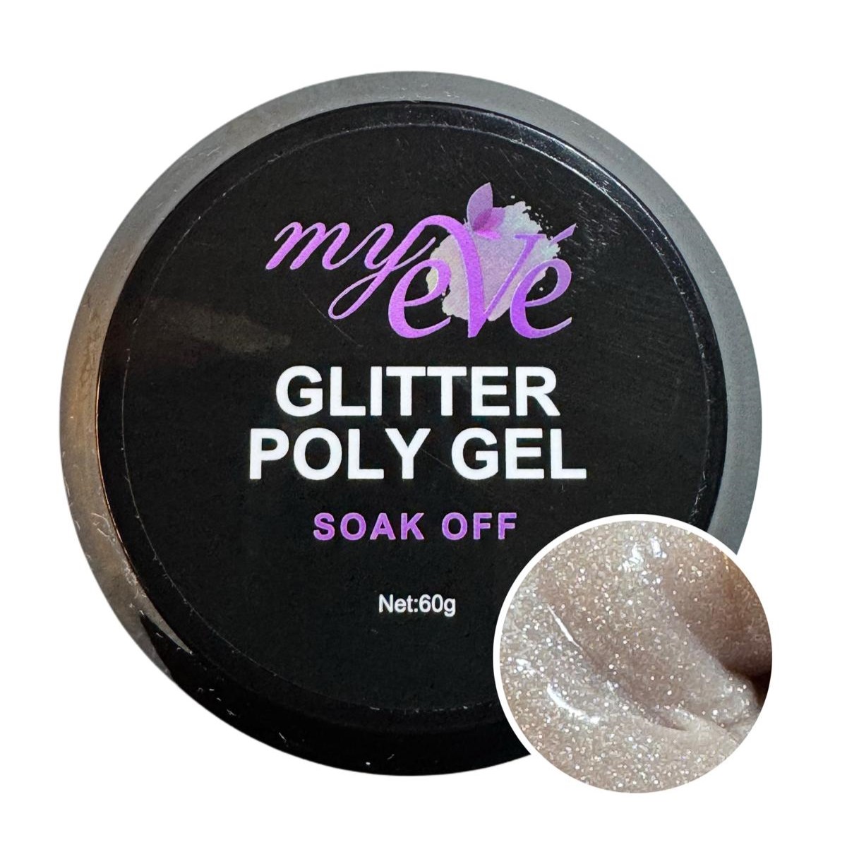 Polygel Glitter MyEvé, 60g, Nr. G20 NUDE REFLECTIVE HEMA/TPO FREE - imagine 2