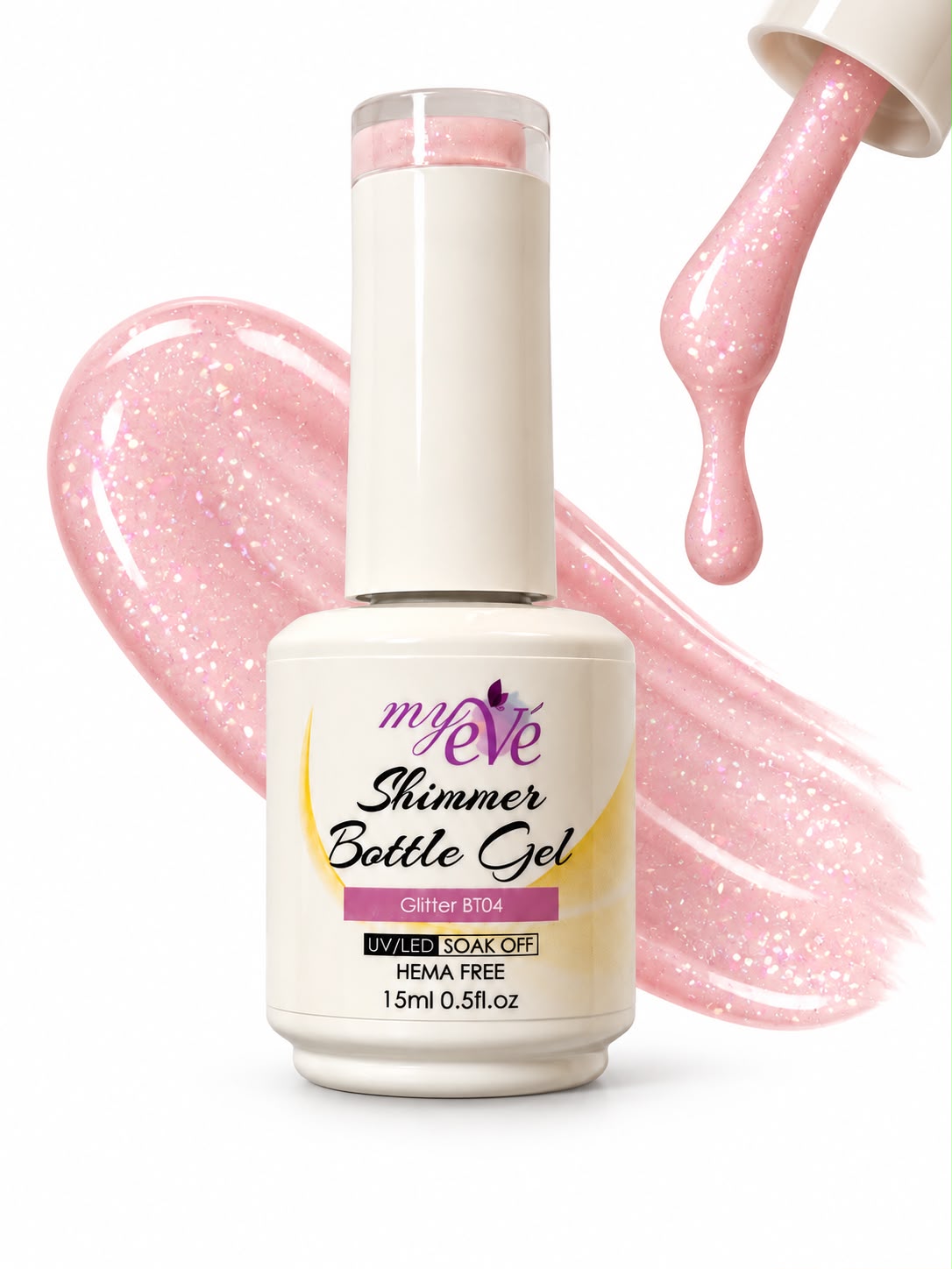 Shimmer Bottle Gel MyEvé Glitter BT04, 15ml, HEMA FREE
