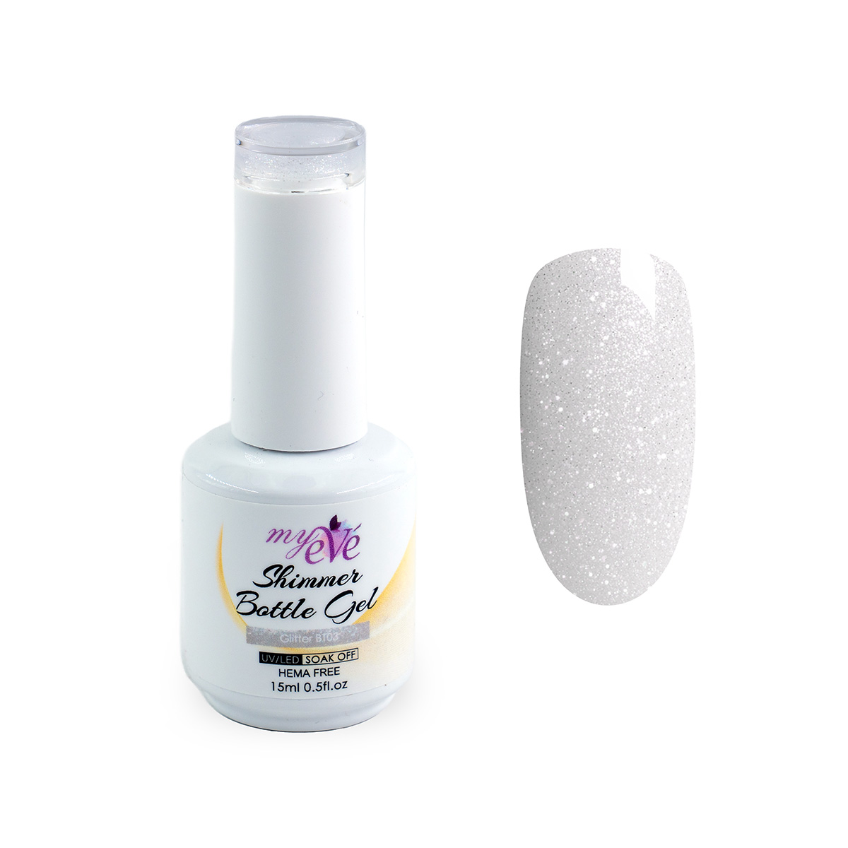 Shimmer Bottle Gel MyEvé Glitter BT03, 15ml, HEMA FREE