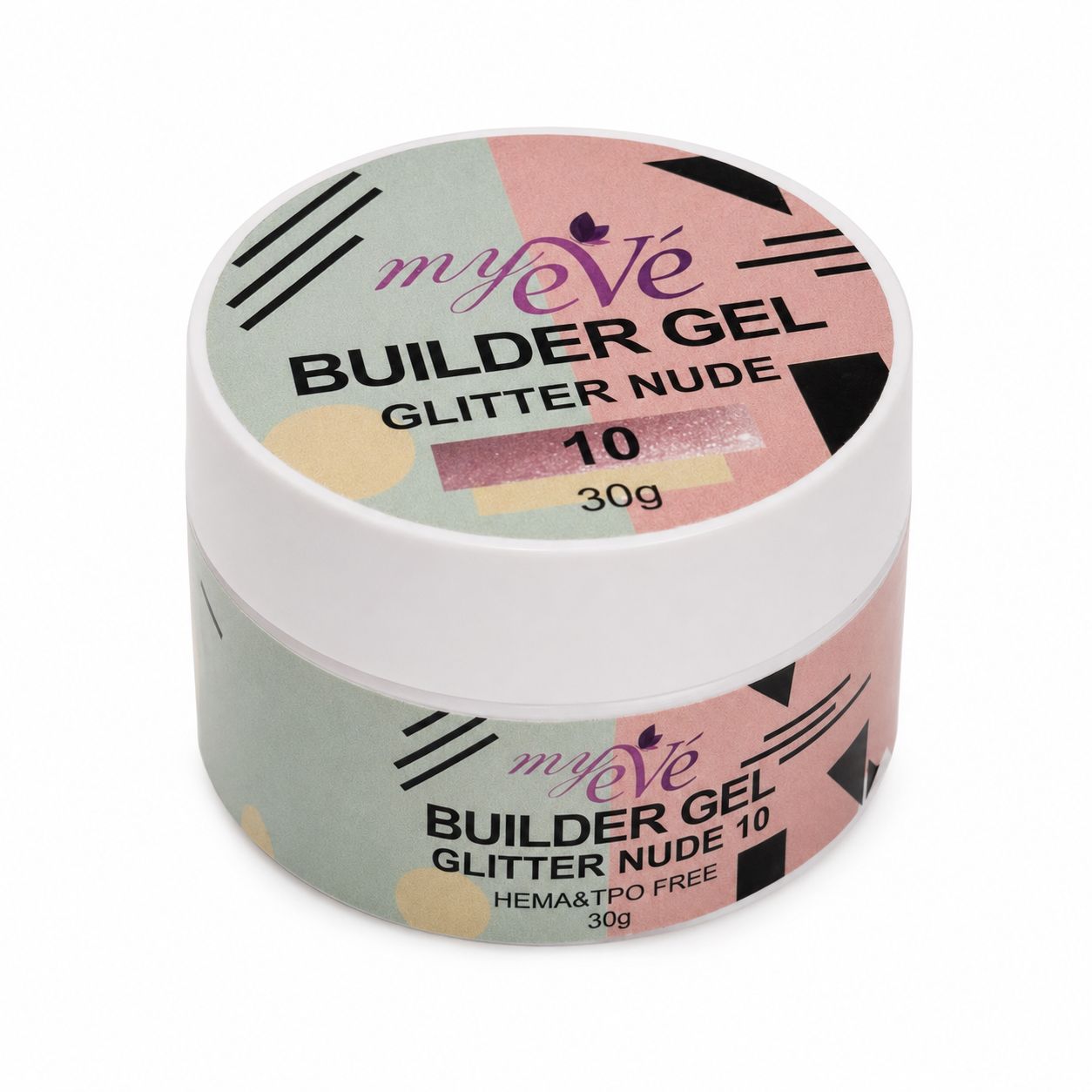 Builder Gel MyEvé, 30g, Glitter Nude 10 HEMA/TPO FREE - imagine 2