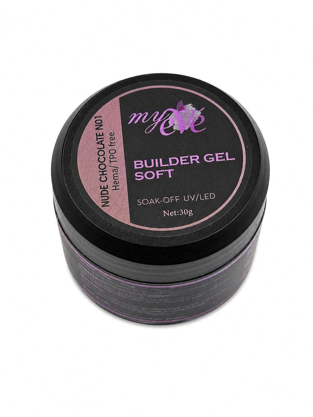 Soft Builder Gel MyEvé, NUDE CHOCOLATE N01, 30g, HEMA/TPO FREE - imagine 2