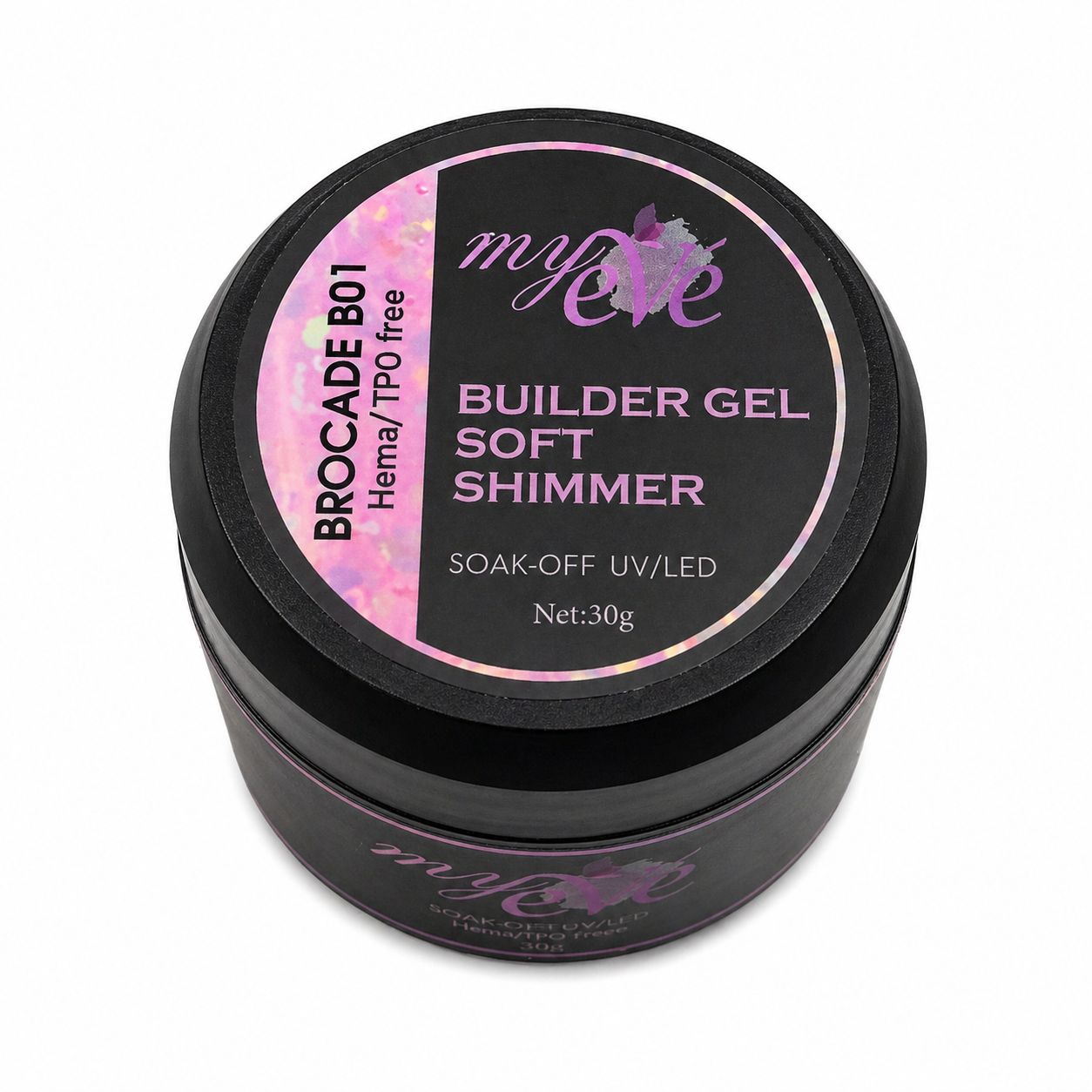 Builder Gel Soft Shimmer MyEvé, Brocade B01, 30g, HEMA/TPO FREE - imagine 2