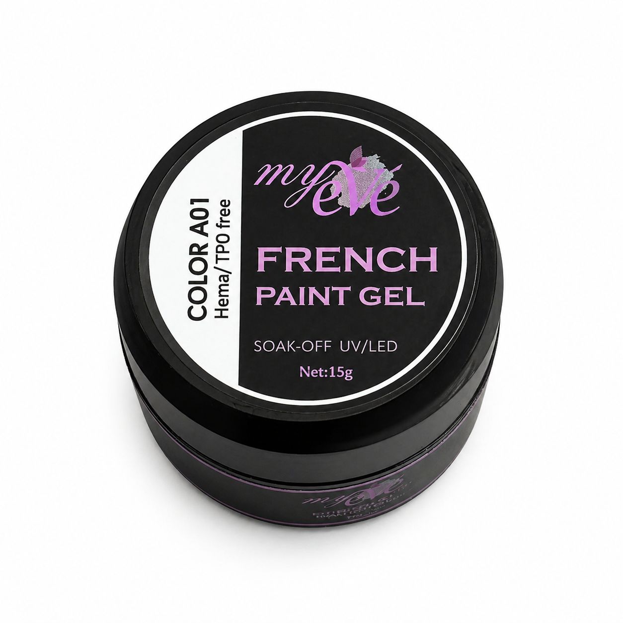French Paint Gel MYEVE, Color A01, 15g, HEMA/TPO FREE - imagine 2